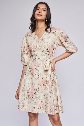 Multi Floral Flared Dress, , image 1